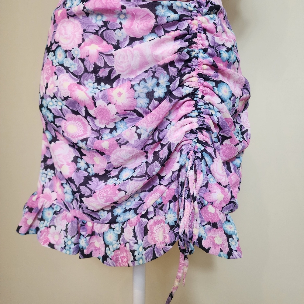 Sexy Floral Puffed Sleeve Dress Pink Size Small Barbiecore Coquette - Picture 4 of 12